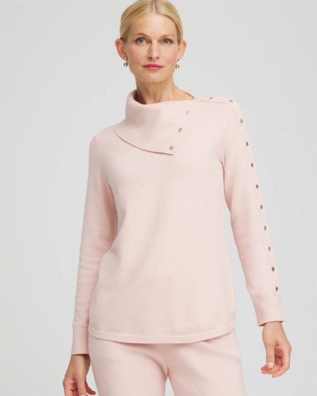 Chicos Zenergy® Luxe Envelope Neck Sweater - ROSE SMOKE
