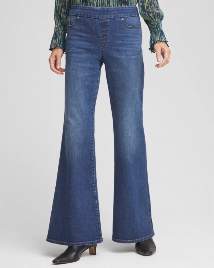 Chicos Pull On Flare Jeggings - MOONFLOWER INDIGO