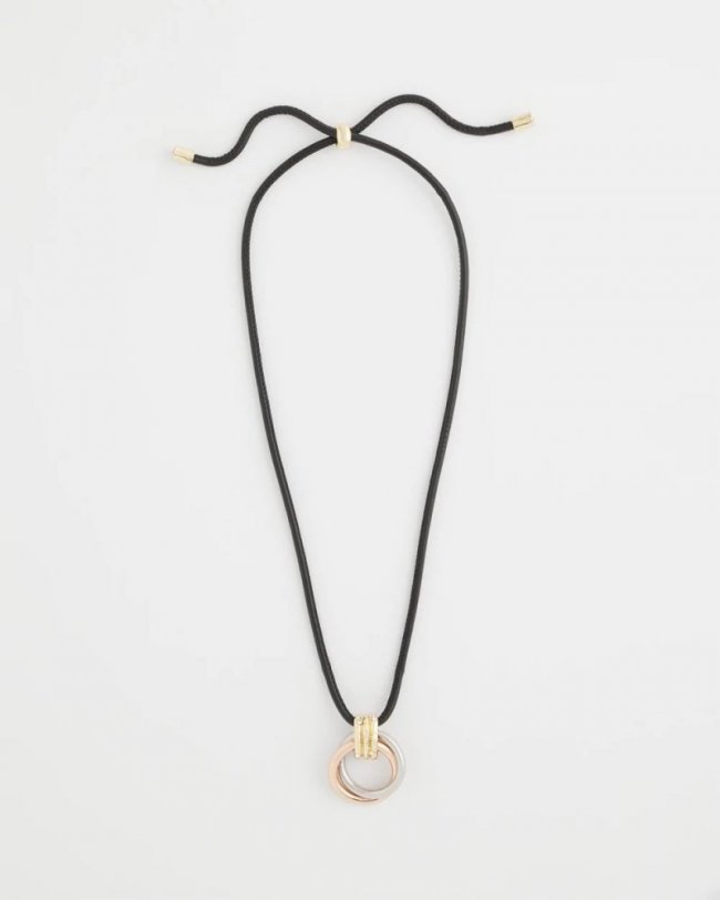 Chicos Adjustable Tri-Tone Pendant Necklace - MIXED METALS
