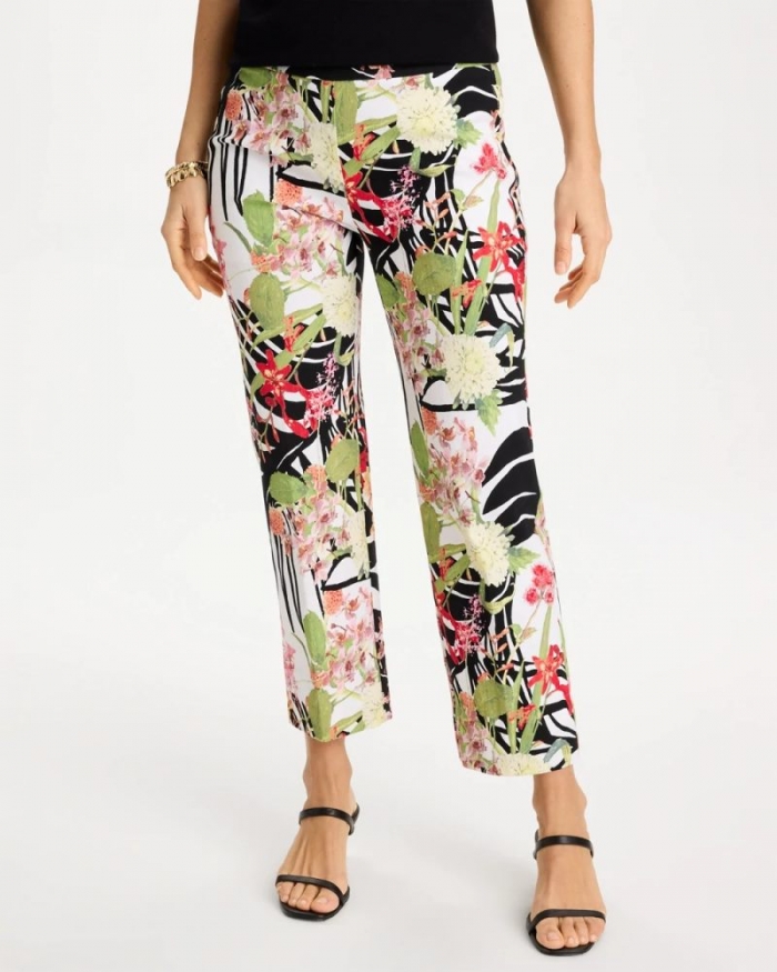 Chicos Tropical Nights Brigitte™ Straight Crop Pant - BLACK