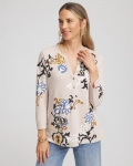 Chicos Paisley Cotton-Slub Splitneck Henley - SMOKEY TAUPE