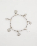 Chicos Beachy Silvertone Stretch Charm Bracelet - SILVER