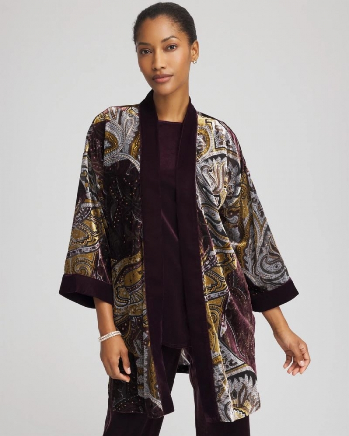 Chicos Travelers™ Collection Velvet Burnout Kimono - NIGHT BLOOM