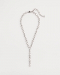 Chicos Bezel Set Silvertone Y-Necklace - SILVER