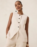 Chicos Split Hem Crepe Vest - PALE SAND Chicos Split Hem Crepe Vest - PALE SAND