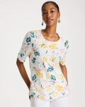 Chicos Cotton Slub Printed Tee - LIMON