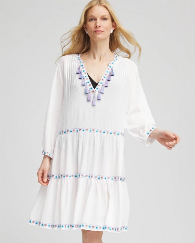Chicos Chico's Beach Swimsuit Cover-Up Dress - ALABASTER