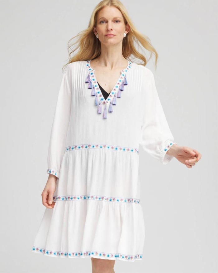 Chicos Chico's Beach Swimsuit Cover-Up Dress - ALABASTER