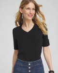 Chicos Pima V-Neck Tee - BLACK