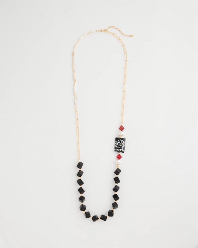 Chicos Asymmetrical Long Single-Strand Necklace - MULTI
