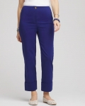 Chicos Stretch Sateen Cropped Pants - BLUE CASA Chicos Stretch Sateen Cropped Pants - BLUE CASA