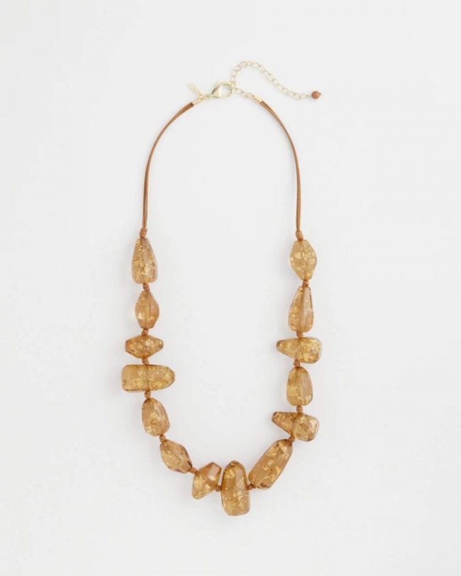 Chicos Gold Foil Long Single Strand Necklace - NEUTRAL