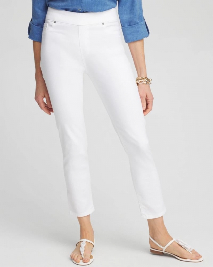 Chicos No-Stain White Denim Ankle Jeggings - ALABASTER
