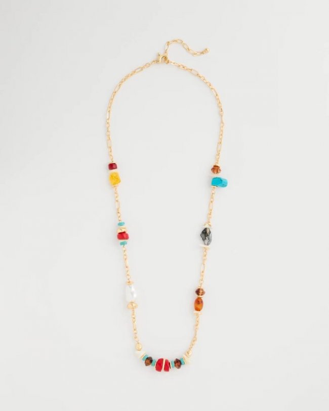 Chicos Mixed-Media Long Beaded Necklace - MULTI