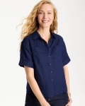 Chicos Linen Camp Collared Shirt - PASSPORT BLUE Chicos Linen Camp Collared Shirt - PASSPORT BLUE