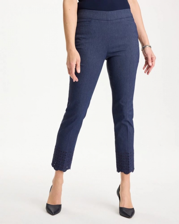 Chicos Brigitte™ Slim Embroidered Pull-On Crop Pant - INDIGO