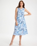 Chicos Soft-Stretch Sleeveless Tropical Dress - PASSPORT BLUE Chicos Soft-Stretch Sleeveless Tropical Dress - PASSPORT BLUE