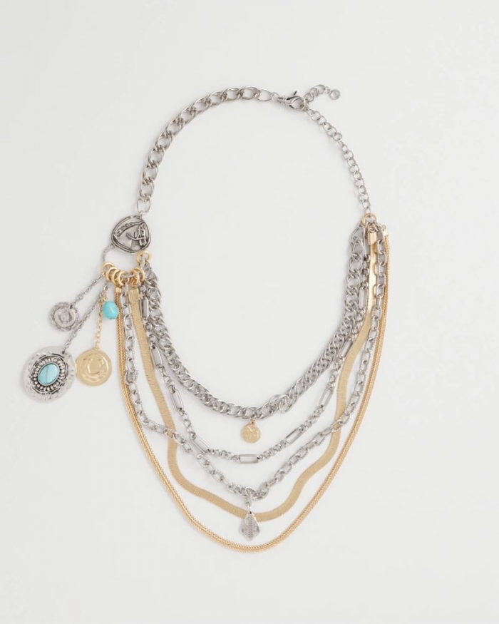 Chicos Equestrian Mixed-Metal Multistrand Necklace - MIXED METALS