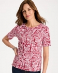 Chicos Geo Pima Elbow Sleeve Tee - CHERRY LUSH Chicos Geo Pima Elbow Sleeve Tee - CHERRY LUSH