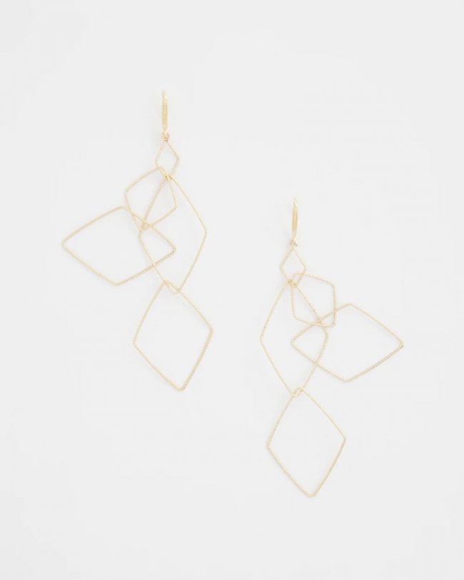 Chicos Diamond Shaped Linear Earrings - GOLD