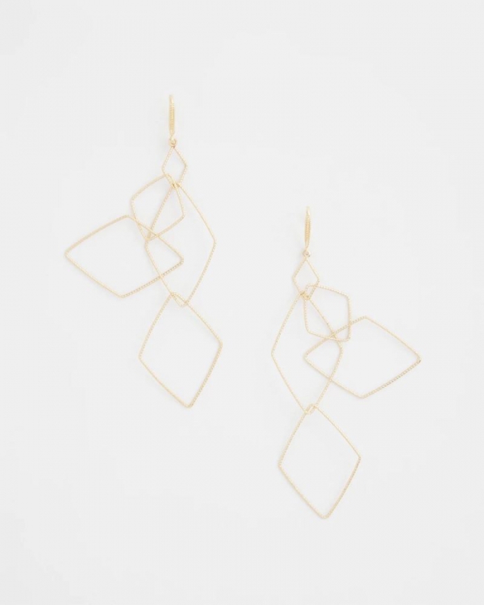 Chicos Diamond Shaped Linear Earrings - GOLD