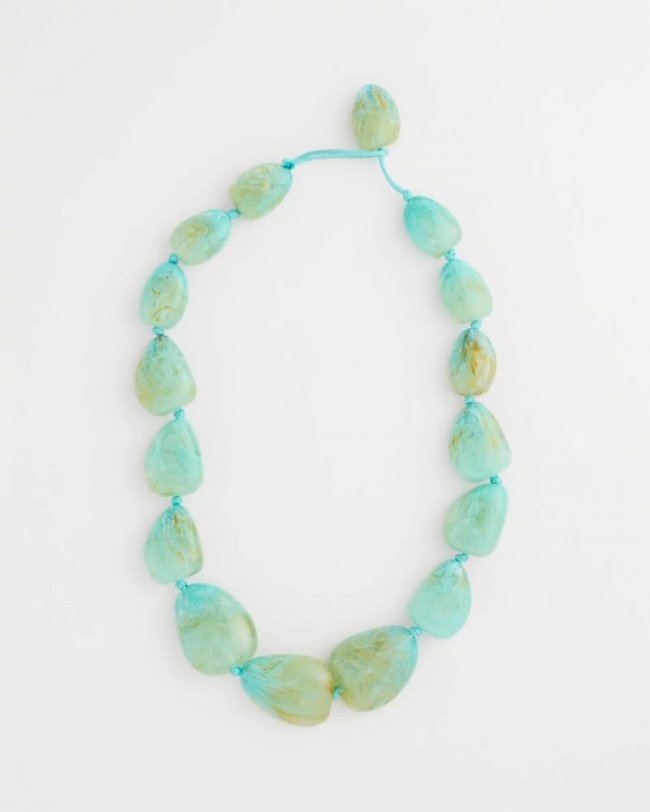 Chicos Ocean Resin Beaded Necklace - TURQUOISE