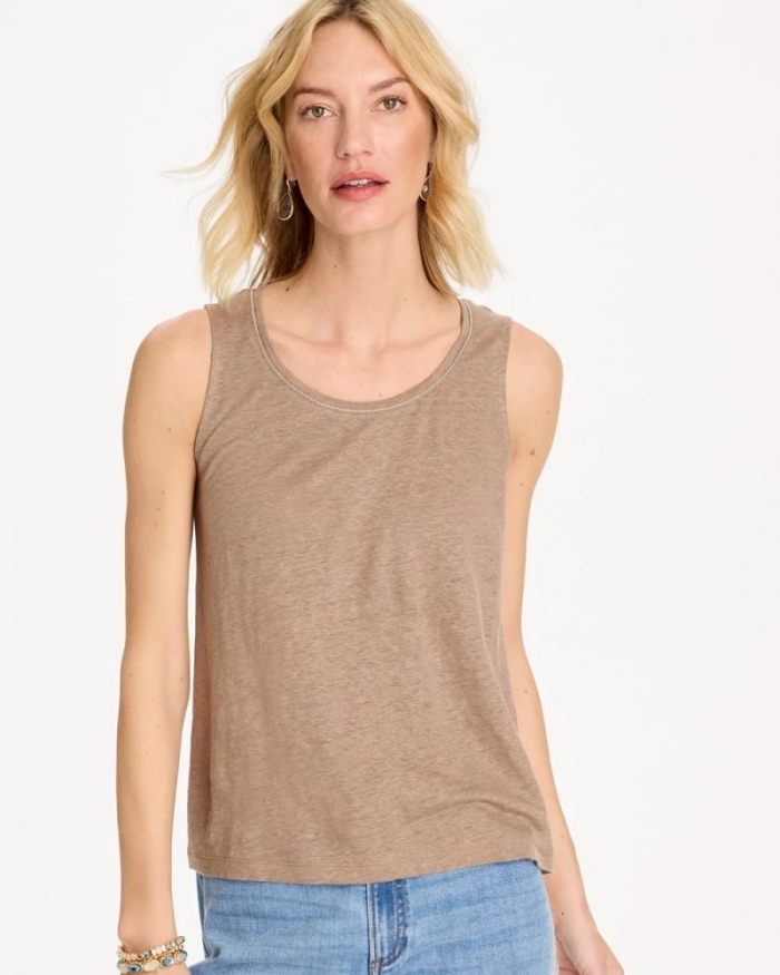 Chicos Linen Tank - TOPAZ SMOKE