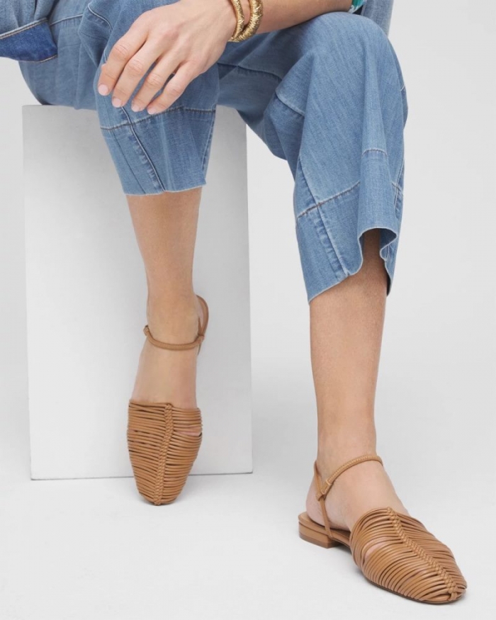 Chicos Woven Slingback Sandals - TAN
