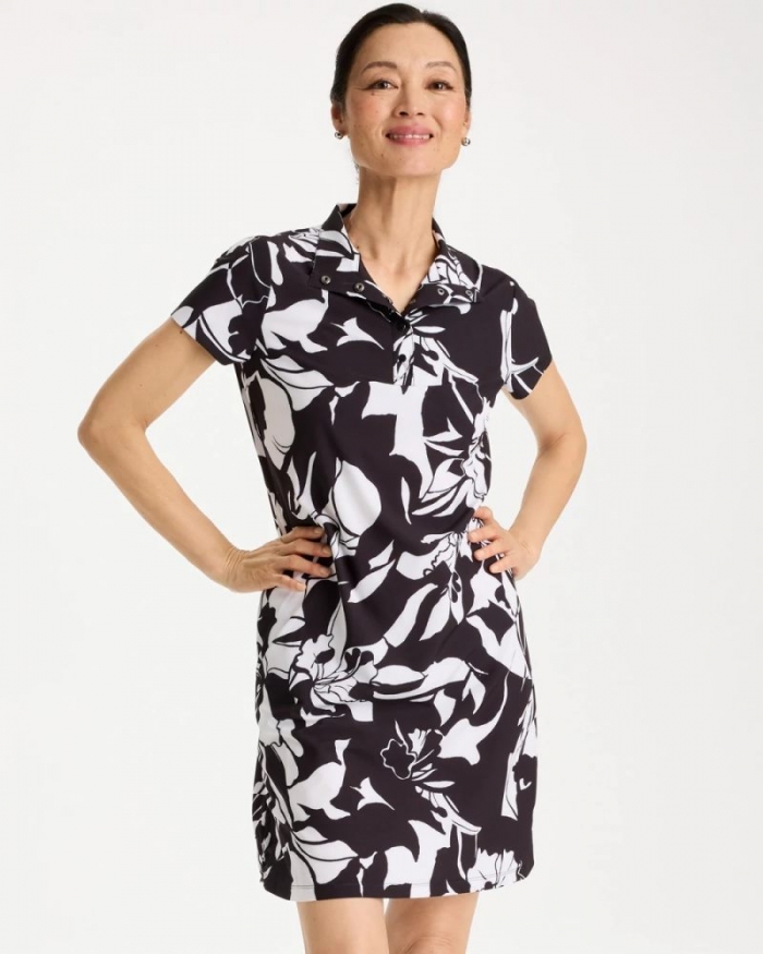 Chicos Zenergy® UPF Floral Nights Bungee Dress - BLACK