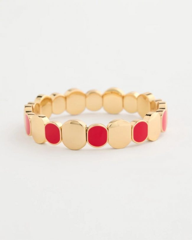 Chicos Red Goldtone Glam Stretch Bracelet - RED