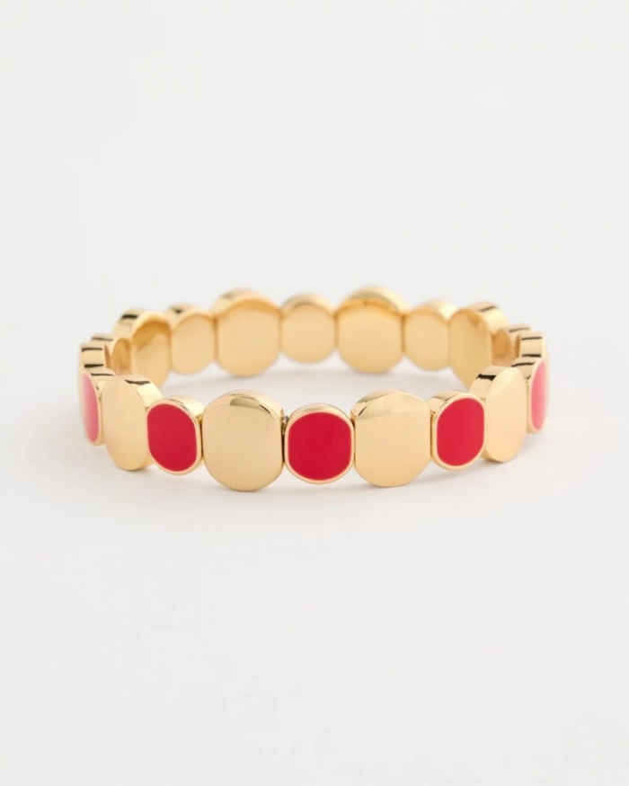 Chicos Red Goldtone Glam Stretch Bracelet - RED