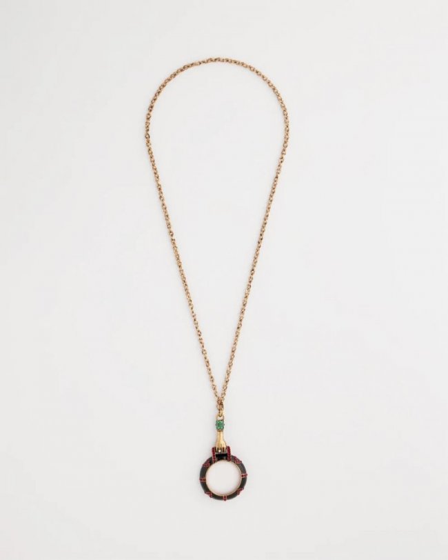Chicos Hand Monocle Pendant Necklace - BLACK/GOLD