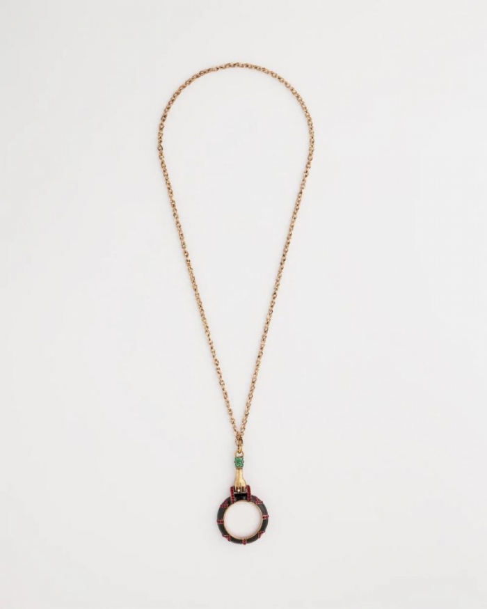 Chicos Hand Monocle Pendant Necklace - BLACK/GOLD
