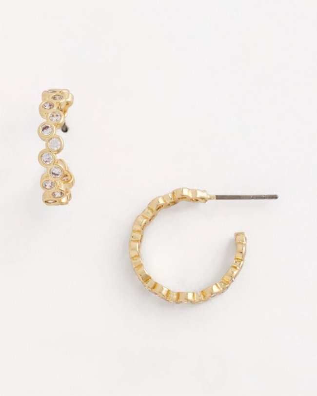 Chicos Goldtone Cubic Zirconia Hoop Earrings - GOLD Chicos Goldtone Cubic Zirconia Hoop Earrings - GOLD