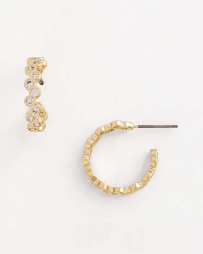 Chicos Goldtone Cubic Zirconia Hoop Earrings - GOLD