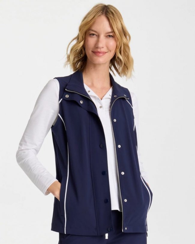 Chicos Zenergy® UPF Full Snap Vest - PASSPORT BLUE