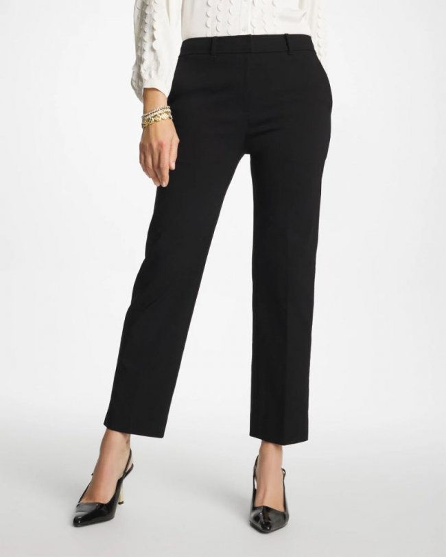 Chicos Emme Fly Front Straight Crop Pants - BLACK