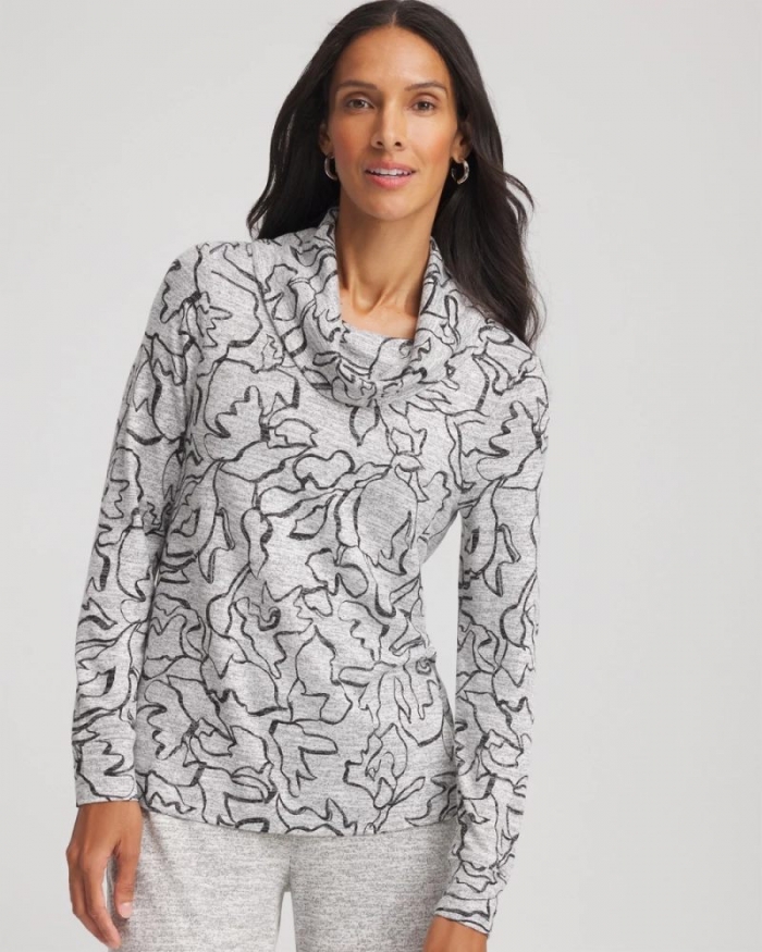 Chicos Zenergy® Soft Essentials Cowlneck Top - SALT AND PEPPER