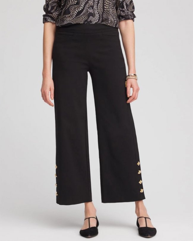 Chicos Brigitte™ Cropped Wide-Leg Pants - BLACK