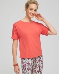 Chicos Touch of Cool™ Caviar Bead Detail Tee - CORAL ZINNIA