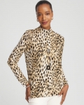 Chicos Ella Mockneck Animal-Print Pullover Sweater - ENGLISH CREAM