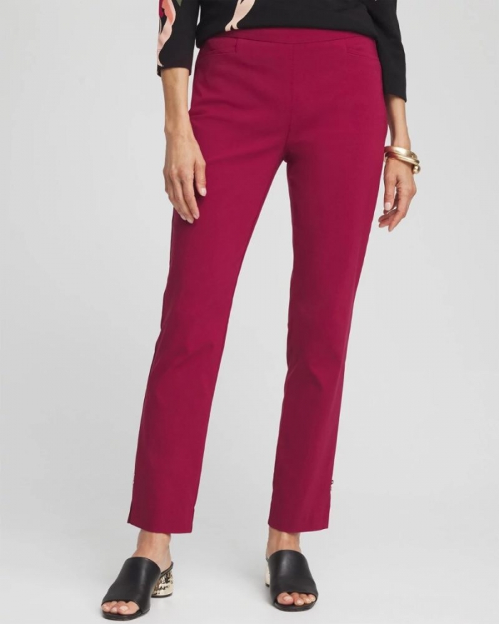 Chicos Brigitte Rivet Slit Ankle Pants - BERRY COMPOTE