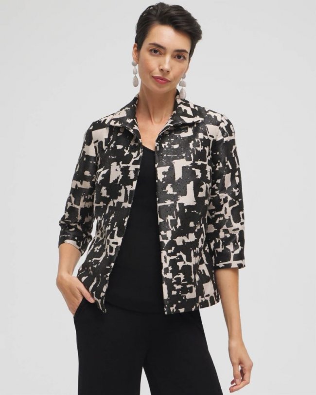 Chicos Travelers™ Collection Jacquard Jacket - SMOKEY TAUPE Chicos Travelers™ Collection Jacquard Jacket - SMOKEY TAUPE