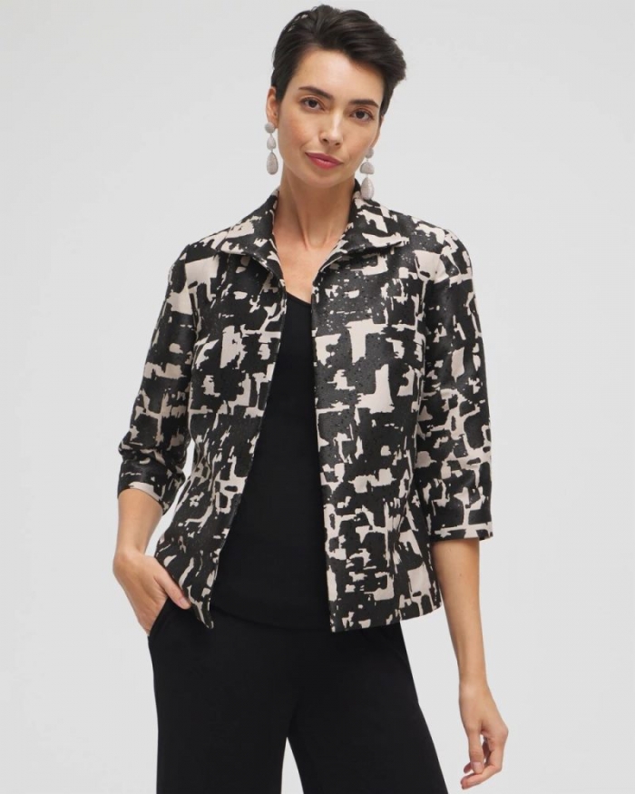 Chicos Travelers™ Collection Jacquard Jacket - SMOKEY TAUPE