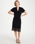 Chicos Travelers™ Lace Hem V-Neck Dress - TRAVELERS BLACK