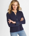 Chicos Collared Rib Mix Henley - PASSPORT BLUE