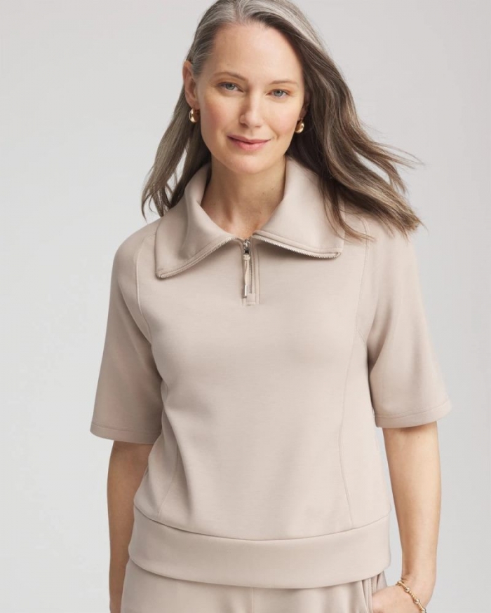 Chicos Zenergy® Soft Half-Zip Top - TIBET TAUPE
