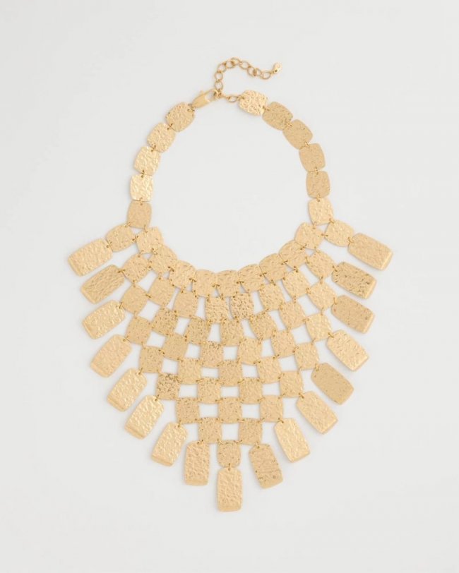 Chicos Chico's Originals Hammered Bib Necklace - GOLD