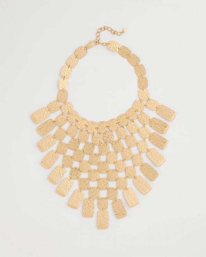 Chicos Chico's Originals Hammered Bib Necklace - GOLD