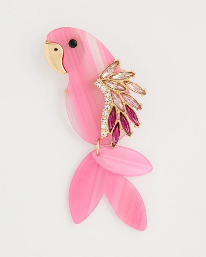 Chicos Chic Pink Parrot Brooch - PINK